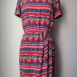 Maggy London Pink and Purple Patterned Mini Dress. 100% Silk